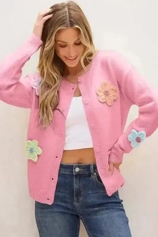 Flower Patch Knit Cardigan Women UK