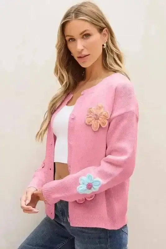 Flower Patch Knit Cardigan Women UK