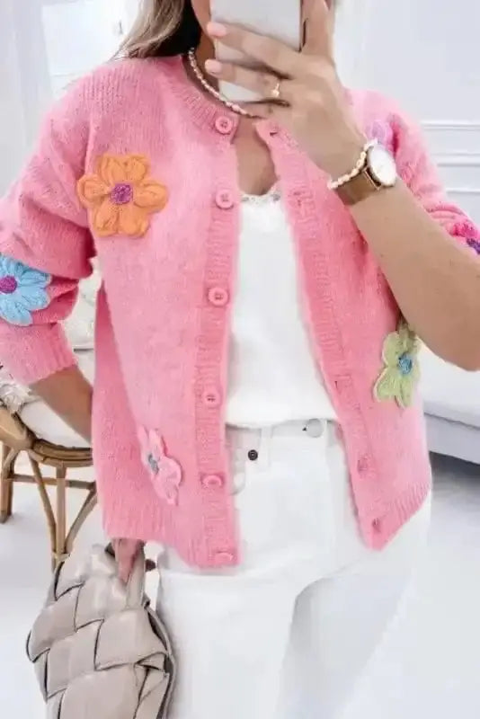 Flower Patch Knit Cardigan Women UK