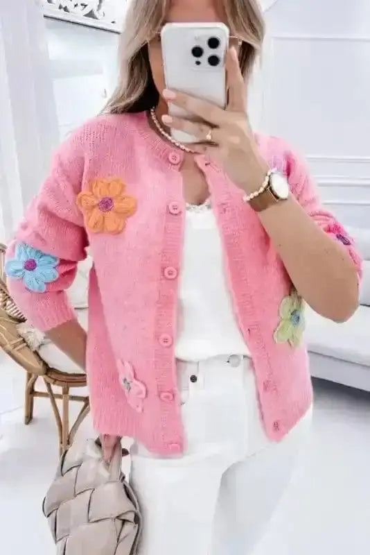 Flower Patch Knit Cardigan Women UK