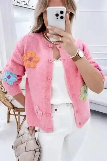 Flower Patch Knit Cardigan Women UK