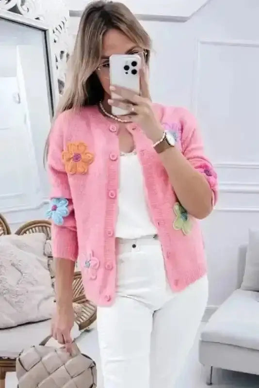 Flower Patch Knit Cardigan Women UK
