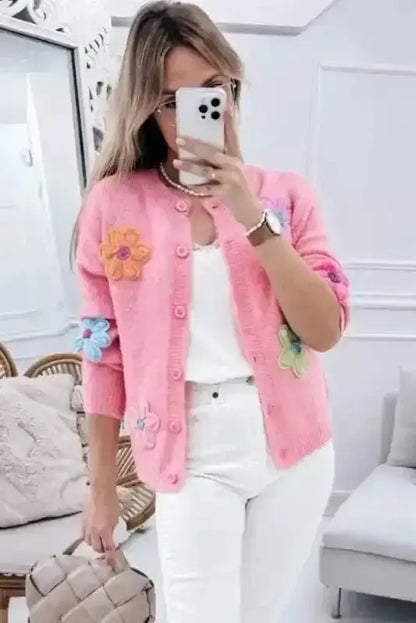 Flower Patch Knit Cardigan Women UK