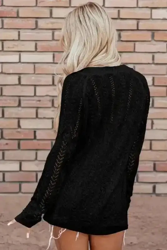 Lattice Knit Longline Cardigan Women UK