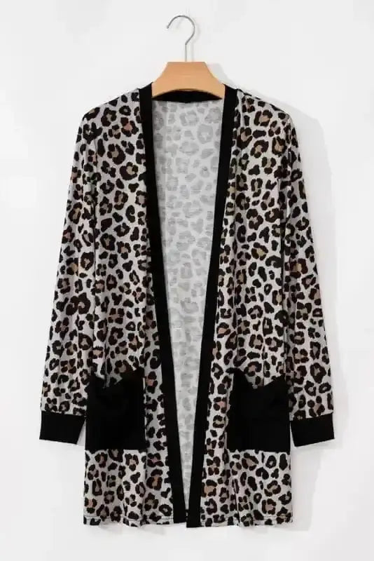 Leopard Open Front Duster Cardigan Women UK