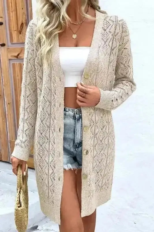 Cable Knit Cream Cardigan Women UK