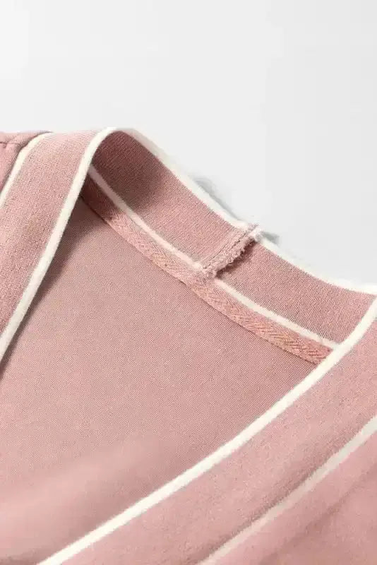 Pink Contrast Trim Button Cardigan Women UK