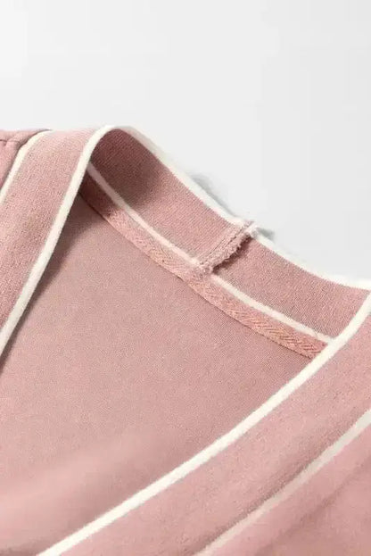 Pink Contrast Trim Button Cardigan Women UK