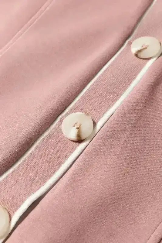 Pink Contrast Trim Button Cardigan Women UK