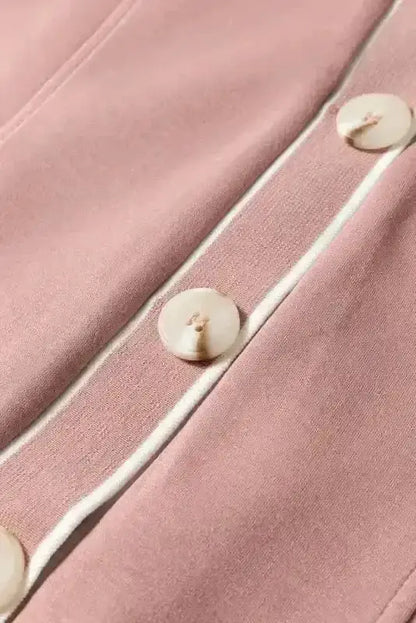 Pink Contrast Trim Button Cardigan Women UK
