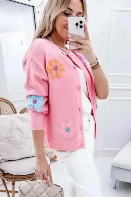 Flower Patch Knit Cardigan Women UK