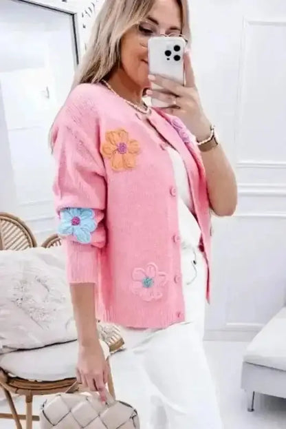 Flower Patch Knit Cardigan Women UK