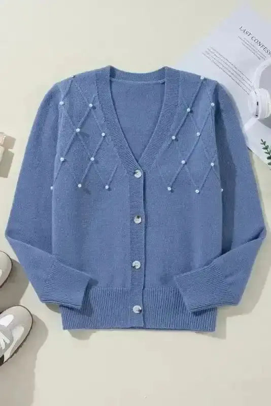 Pearl Button Knit Cardigan Women UK