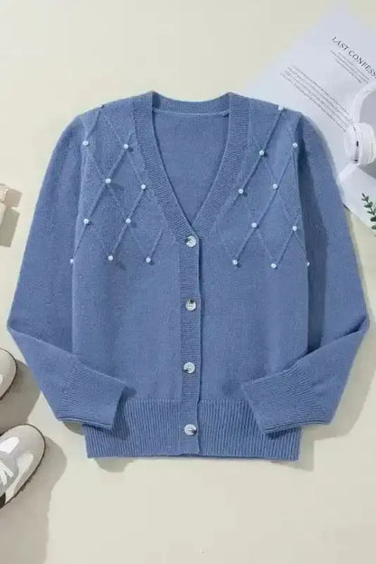 Pearl Button Knit Cardigan Women UK