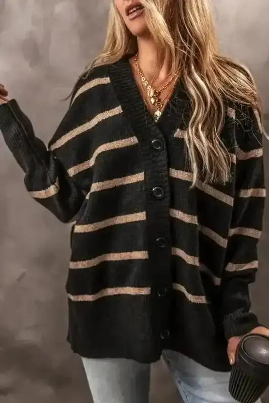 Relaxed Stripe Knit Cardigan Women UK