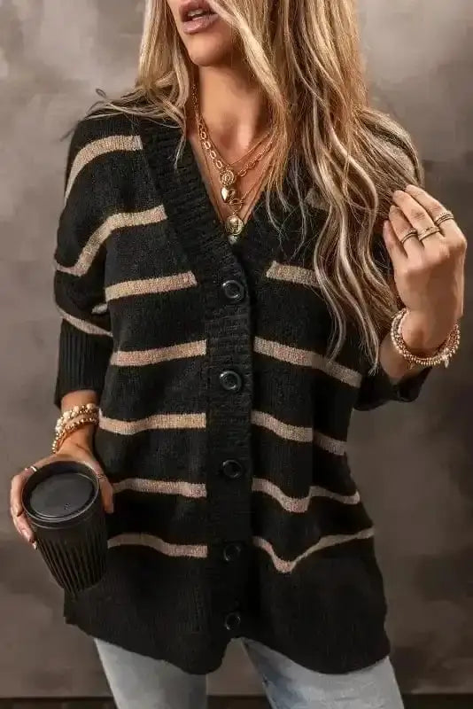 Relaxed Stripe Knit Cardigan Women UK