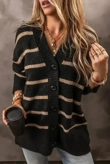 Relaxed Stripe Knit Cardigan Women UK