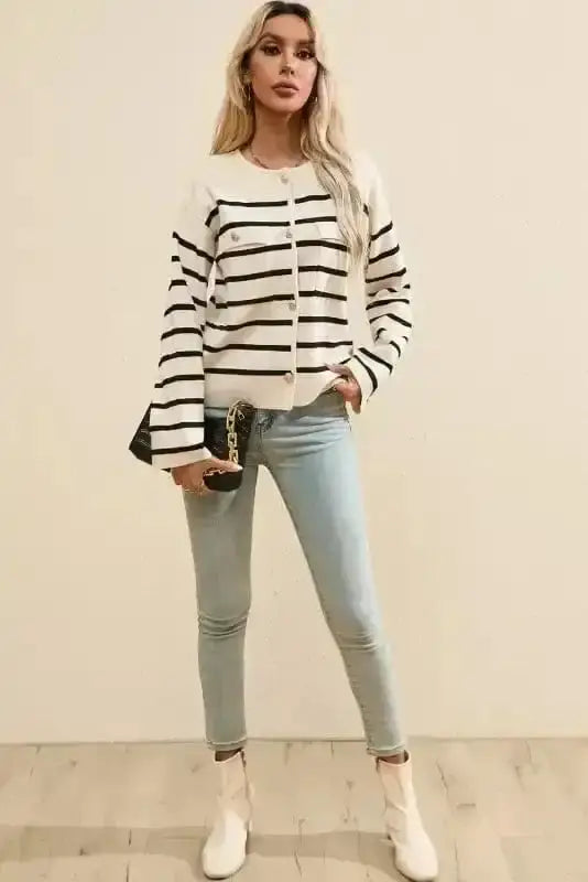 Sable Stripe Button Cardigan Women UK