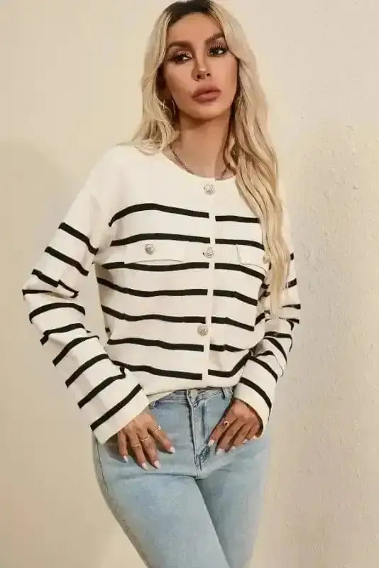 Sable Stripe Button Cardigan Women UK