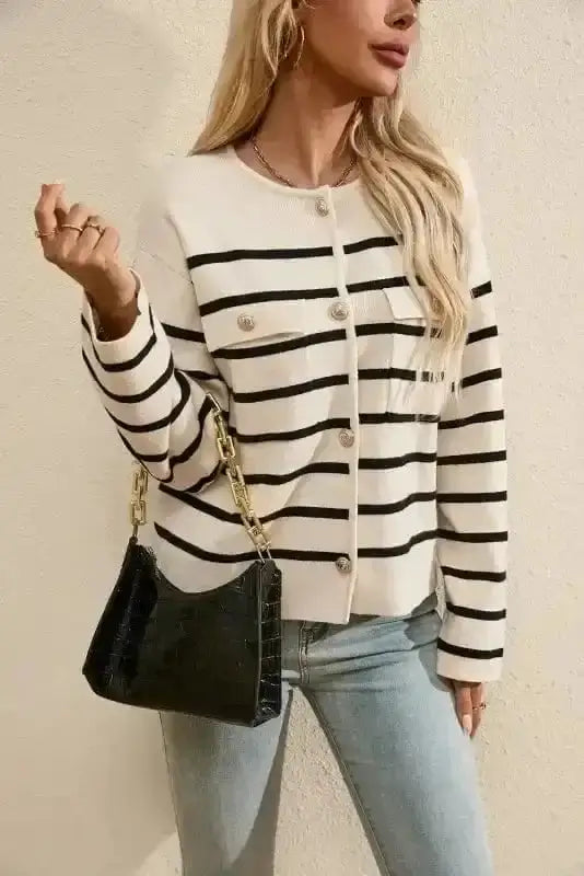 Sable Stripe Button Cardigan Women UK
