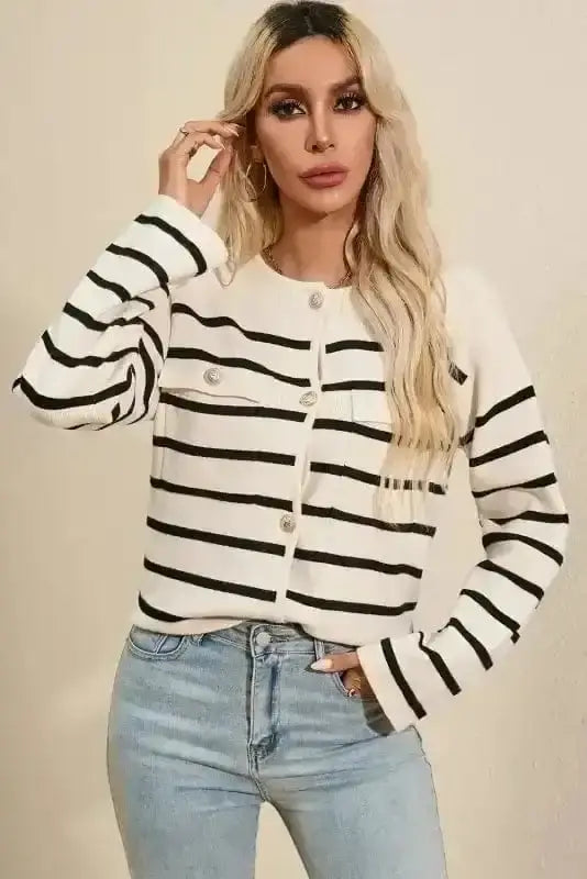Sable Stripe Button Cardigan Women UK