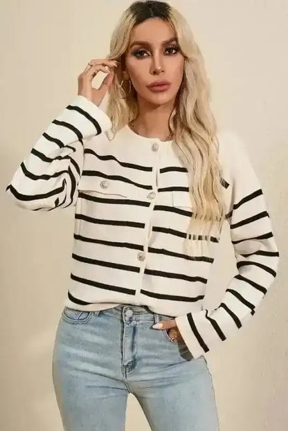 Sable Stripe Button Cardigan Women UK