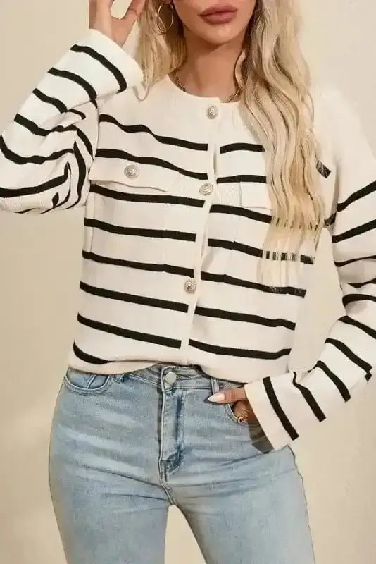 Sable Stripe Button Cardigan Women UK
