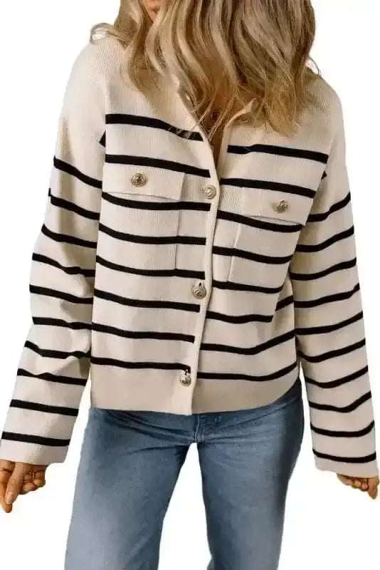 Sable Stripe Button Cardigan Women UK