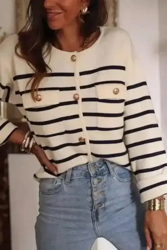 Sable Stripe Button Cardigan Women UK