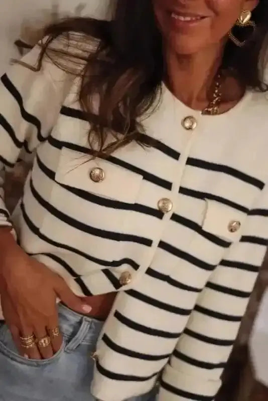 Sable Stripe Button Cardigan Women UK