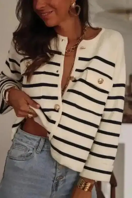 Sable Stripe Button Cardigan Women UK