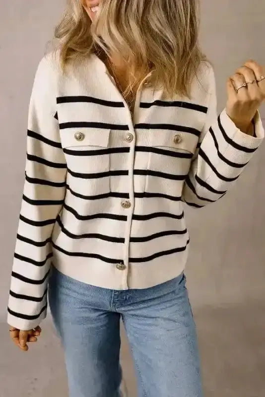 Sable Stripe Button Cardigan Women UK