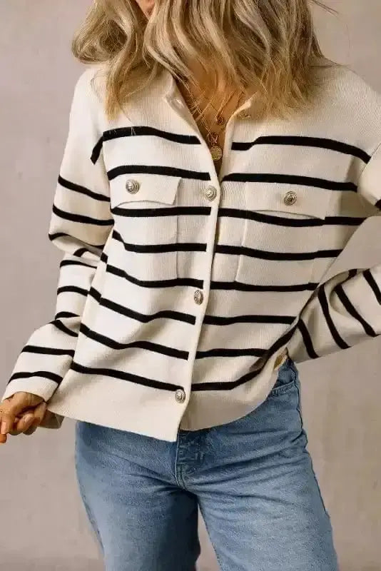 Sable Stripe Button Cardigan Women UK