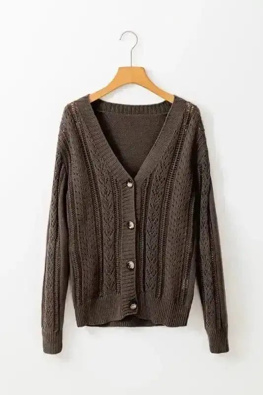 Dark Khaki Slouchy Knit Cardigan Women UK