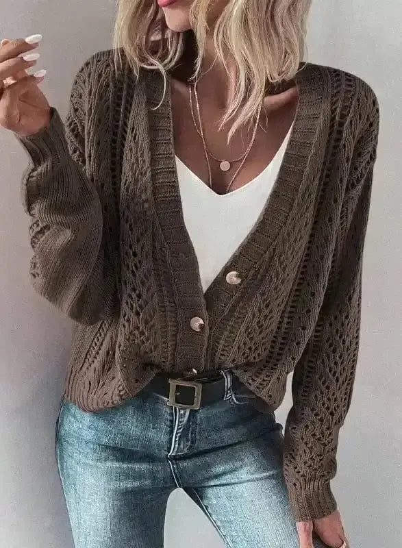 Dark Khaki Slouchy Knit Cardigan Women UK