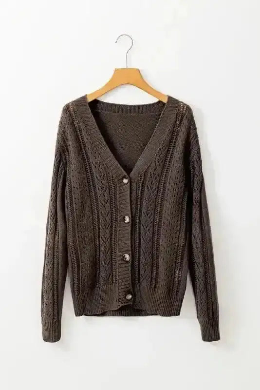 Dark Khaki Slouchy Knit Cardigan Women UK