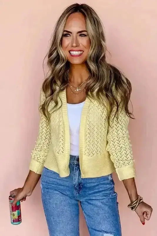 Pointelle Knit Cardigan Women UK