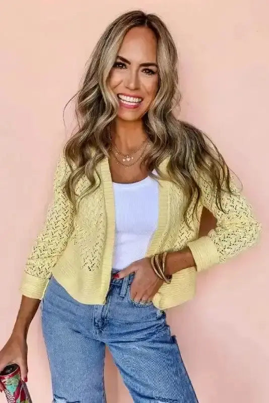 Pointelle Knit Cardigan Women UK
