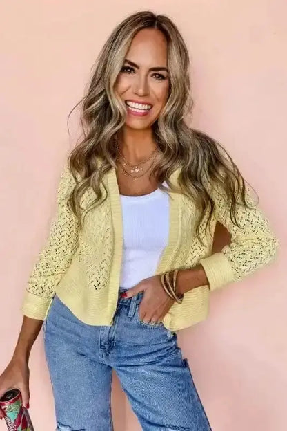Pointelle Knit Cardigan Women UK