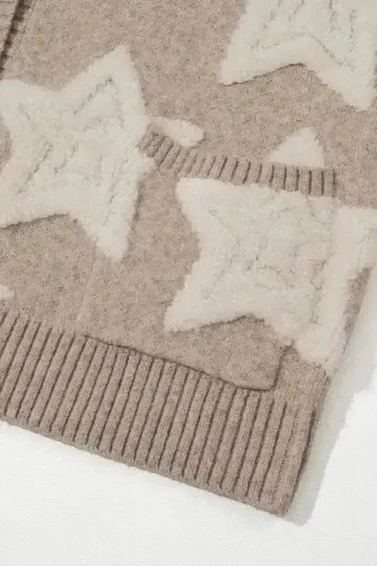 Khaki Sherpa Knit Cardigan Women UK