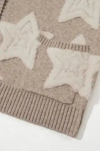 Khaki Sherpa Knit Cardigan Women UK