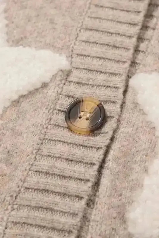 Khaki Sherpa Knit Cardigan Women UK