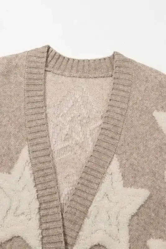 Khaki Sherpa Knit Cardigan Women UK