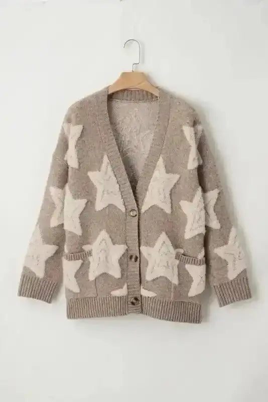 Khaki Sherpa Knit Cardigan Women UK