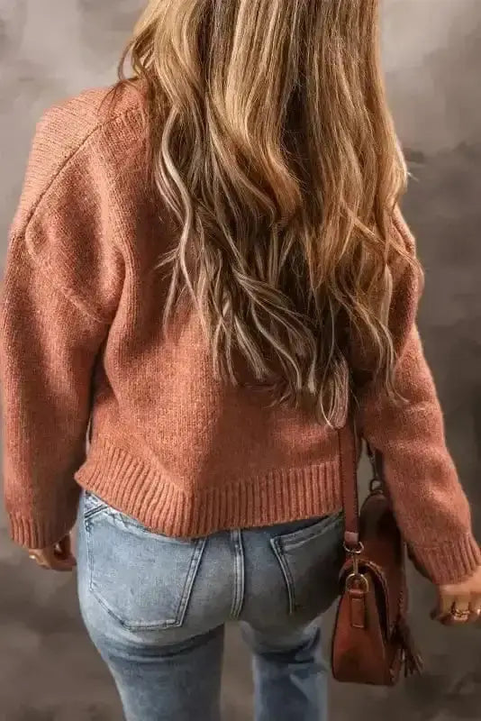Cropped Knit Cardigan Beige Women UK