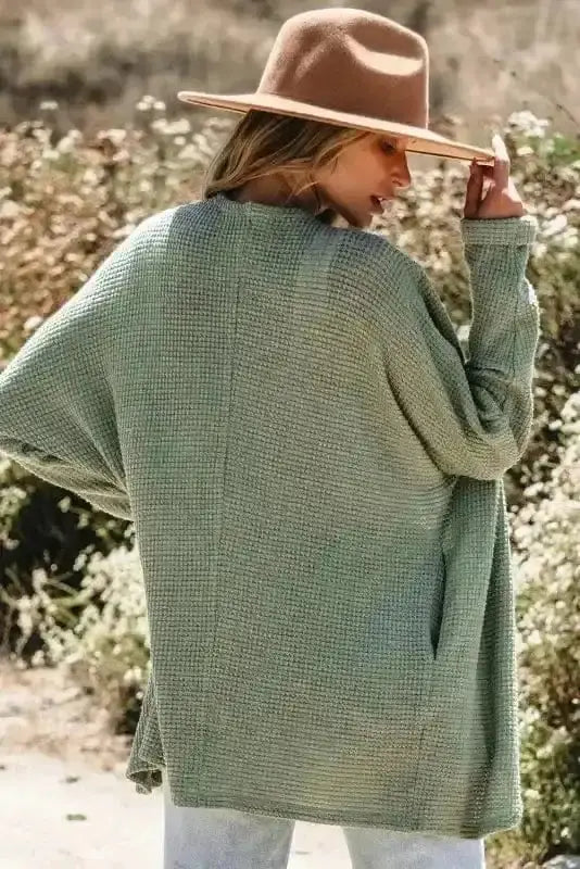 Waffle Knit Open Front Cardigan Women UK