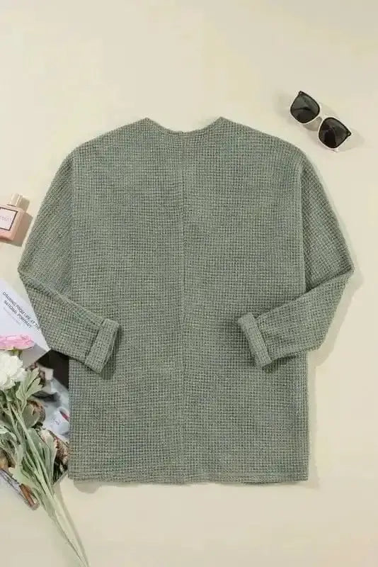 Waffle Knit Open Front Cardigan Women UK