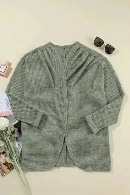 Waffle Knit Open Front Cardigan Women UK