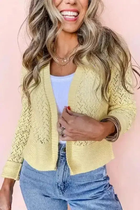 Pointelle Knit Cardigan Women UK