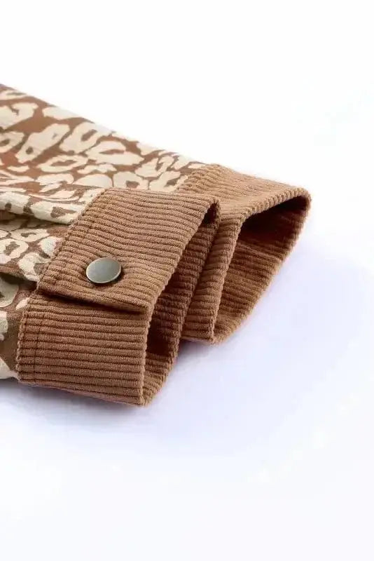Brown Leopard Print Corduroy Jacket Women UK